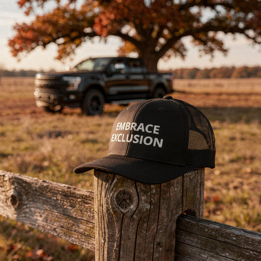 EMBRACE EXCLUSION Trucker Black Hat