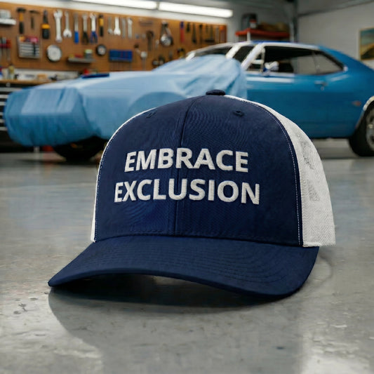 EMBRACE EXCLUSION Trucker White/Navy Hat