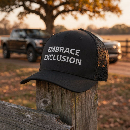 EMBRACE EXCLUSION Trucker Black Hat